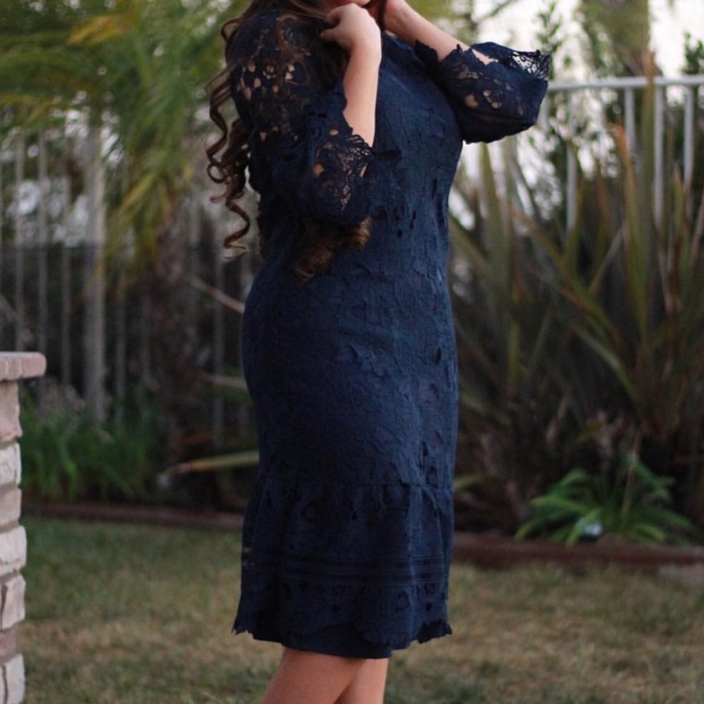Navy Lace Dress Modest